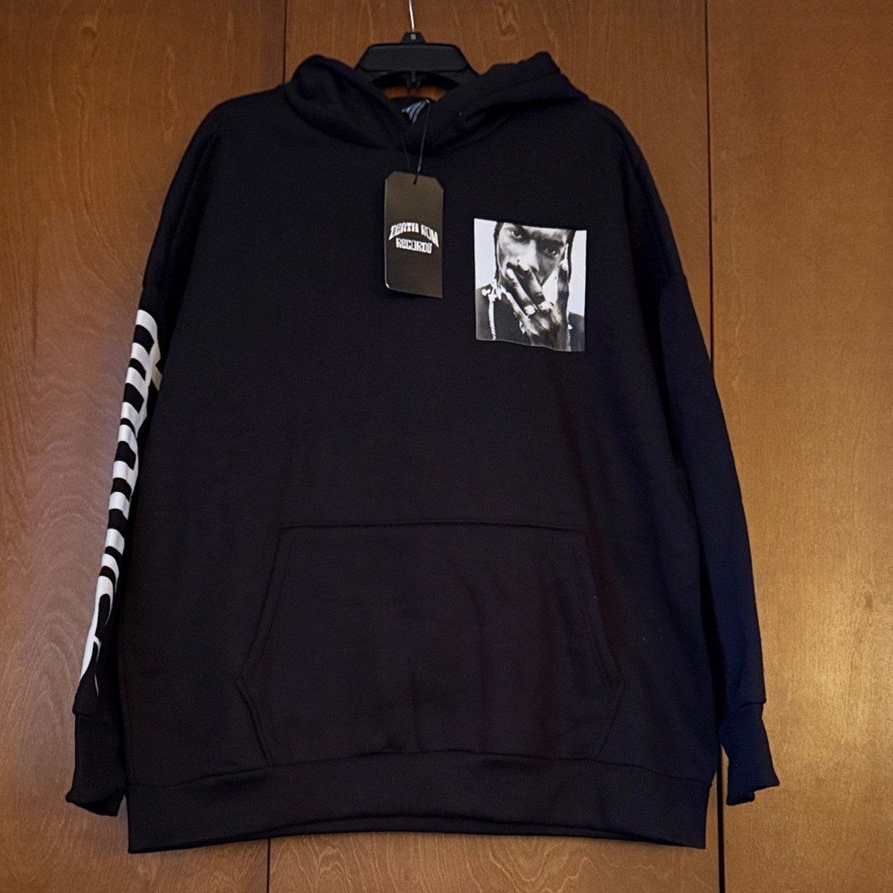 Death Row Records Gothic Black Graphic Hoodie Snoop Dog NWT XL Ret $100